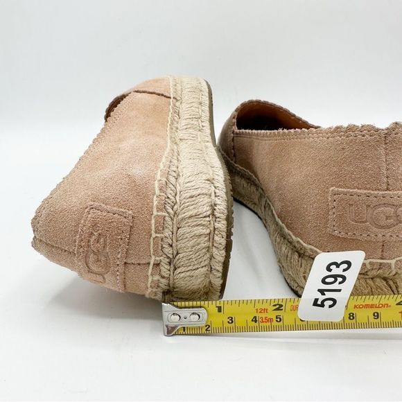 UGG Heidi Perforated Slip-On Espadrille Flat In Suntan Suede Pink Women’s Sz 9 - Picture 12 of 14